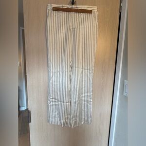 Ralph Lauren Black Label silk white blue striped pants